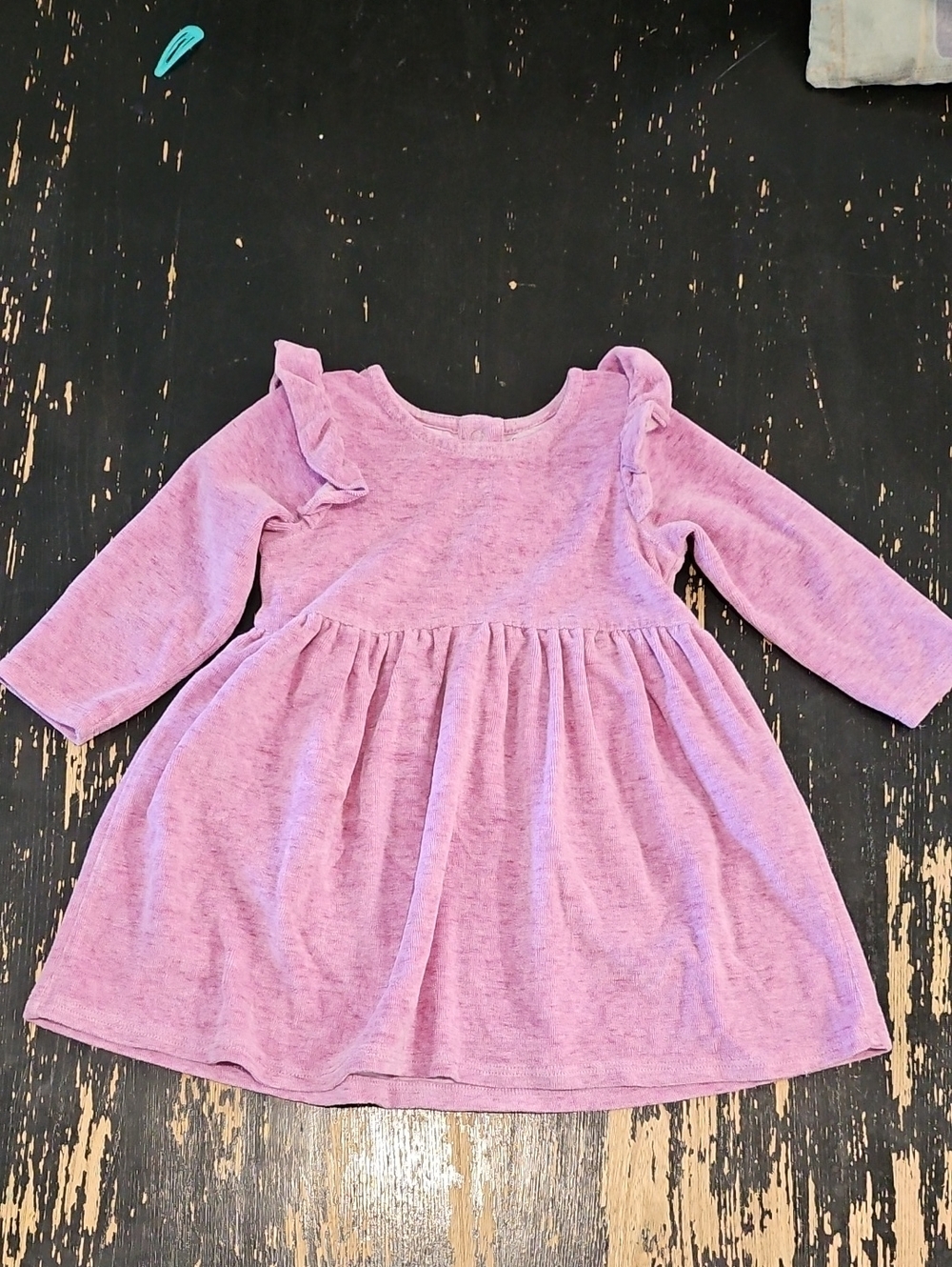 George Pink Lavender Long-Sleeve Ruffle Shoulder Dress